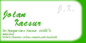 jolan kacsur business card